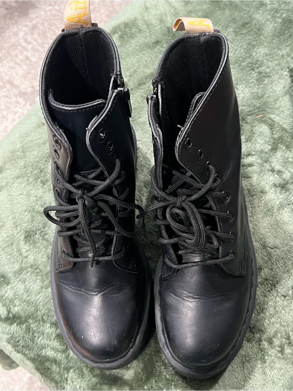 Dr. Martens Black Leather Lace-Up Boots with Side Zips